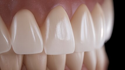 Primer plano de una sonrisa perfecta con dientes blancos y brillantes.