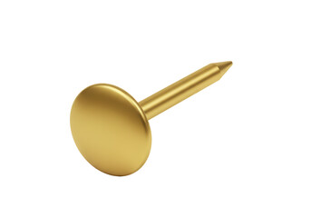 Isolated Close-up of Single Golden Upholstery Nail