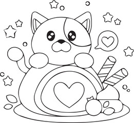 A fun and whimsical black and white doodle artwork showing a group of cute cartoon characters, including a smiling star, a frog, a flower, and other imaginative creatures, 