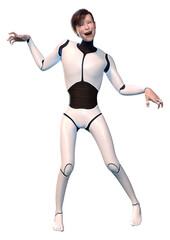 3D Rendering Male Robot on White