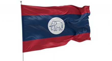 Laos' National Flag Waves Proudly, Displaying its Rich Heritage