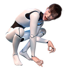3D Rendering Male Robot on White