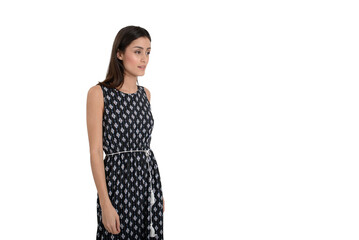 Robe bleue foncé vue de face sur fond blanc