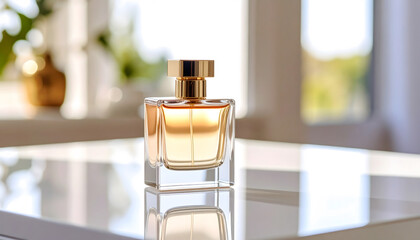 Elegant Perfume Bottle on Table with Natural Light
