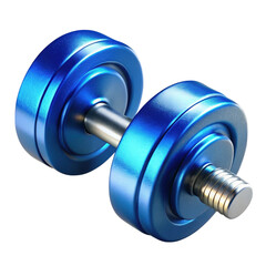 Blue Dumbbell Isolated on Transparent Background, Fitness Equipment for Strength Training and Exercise