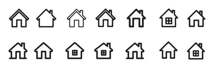 House Icon Set Minimalist Line Art Collection