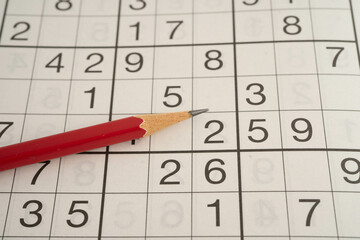 Sudoku puzzle, game to play for keep you brain younger for developing Alzheimer disease in senior patient.
