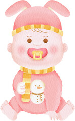 watercolor baby character cute children clip art collection kids