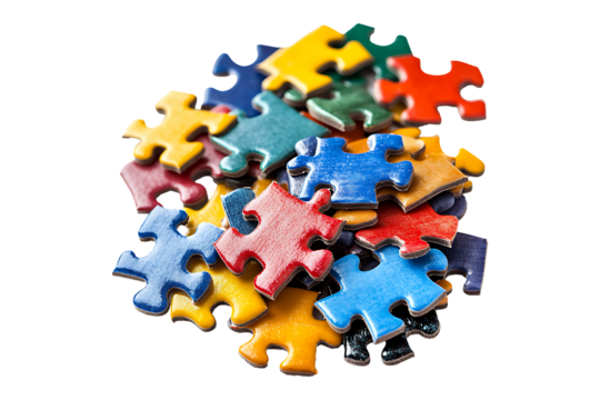 Photo of colorful puzzle pieces high quality realistic image