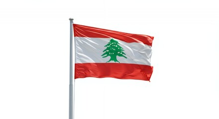 Lebanon's Cedar Flag Flutters Proudly Against a Clear Sky