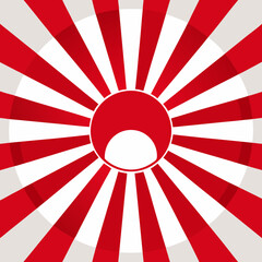 Abstract red and white sunburst pattern with central circle and arc