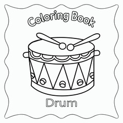Drum Coloring Book for Kids Music Fun Art vector illustration