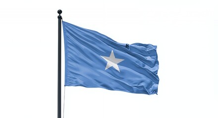 Somalia's Blue Flag Waves Proudly Against a Crisp White Sky