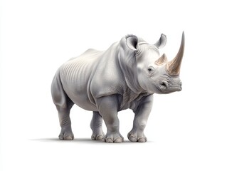 Obraz premium Magnificent rhinoceros portrait symbol of wildlife conservation on pristine white canvas