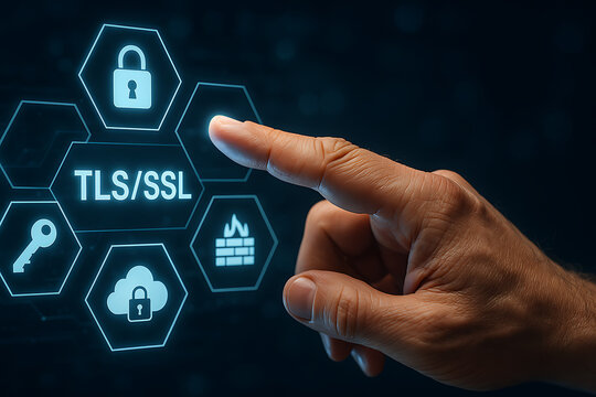 TLS and SSL Concept for Secure Browsing &ndash; Data Encryption, HTTPS, and Web Security Visualization

