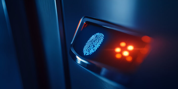 Fingerprint scanner security system technology close-up

