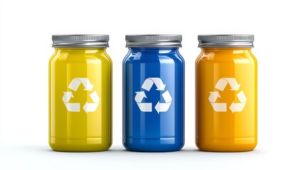 Three bottles labeled recycle visual representation of calibration adjustment and precision in scientific processes