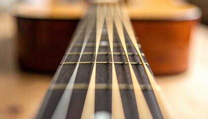 Fototapeta premium Close Up Of Acoustic Guitar Fretboard