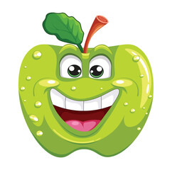 Happy cartoon apples with smiling face