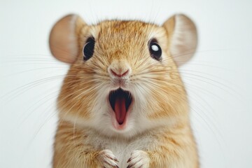 A Close-Up of an Adorable Mouse with a Surprised Expression, Capturing Its Unique Features and Charming Appearance in Vivid Detail