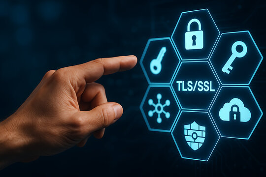 TLS and SSL Concept for Secure Browsing &ndash; Data Encryption, HTTPS, and Web Security Visualization

