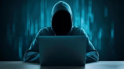 Focused individual in hoodie working remotely on laptop at table person