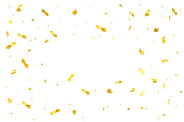 Gold Confetti Falling on White Background for Festive Celebrations. Vector Illustration