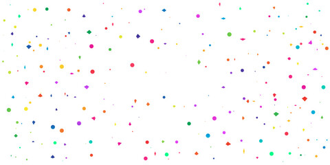 Many Falling Colorful Confetti on White Background for Festive Celebrations. Vector Illustration