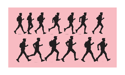 vector silhouettes of people running