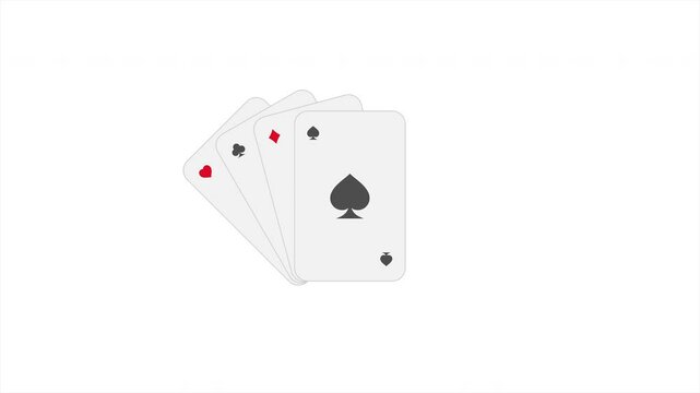 Poker cards. Poker hand of four aces. Consecutive appearance of four aces