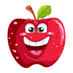 Happy cartoon apples with smiling face