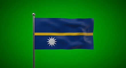Nauru's Flag Waves Proudly Against a Vibrant Green Background