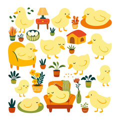 Cozy Duck in a Plant-Filled Home