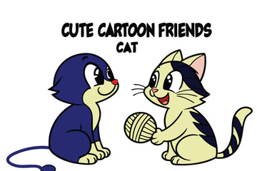 Cute cartoon cat illustration with bold sans serif typography