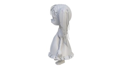 3d render of a girl doll figurine on a light background. 3d render.
