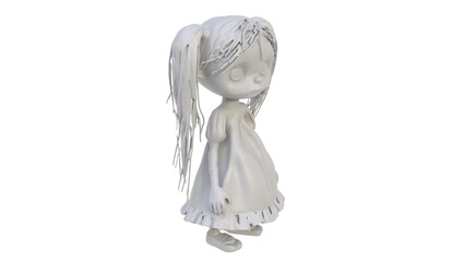 3d render of a girl doll figurine on a light background. 3d render.