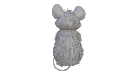 3D render of a mouse figurine with cheese on a light background. 3D render.