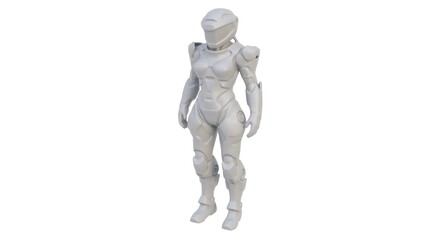3D render of a robot figure on a light background. 3D render.
