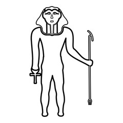 Pharaoh Egypt Tutankhamen King Tut contour outline line icon black color vector illustration image thin flat style