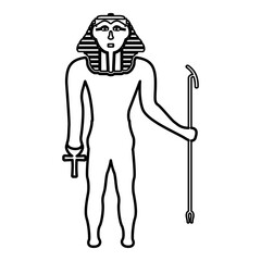 Egypt pharaoh Tutankhamen King Tut contour outline line icon black color vector illustration image thin flat style