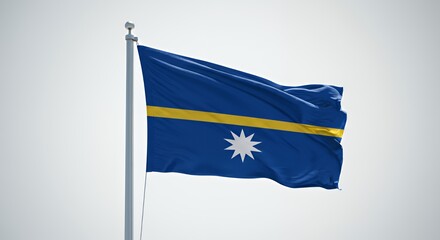 Nauru's National Flag Waves Proudly Against a Clear Sky