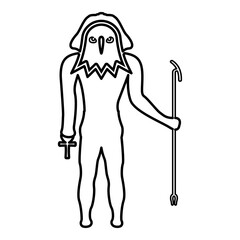 Ra ancient Egypt sun god deity with falcon head contour outline line icon black color vector illustration image thin flat style