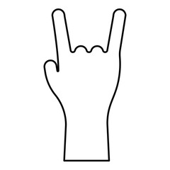 Obraz premium Symbol heavy metal rock male hand gesture sign contour outline line icon black color vector illustration image thin flat style