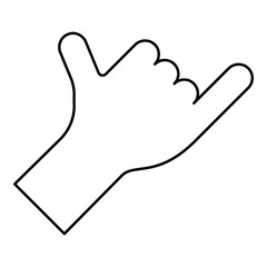 Shaka symbol hand hawaiian greeting gesture sign call me sign telephone loose surf up contour outline line icon black color vector illustration image thin flat style
