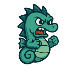 Cute Angry Cartoon Dinosaur Character Illustration