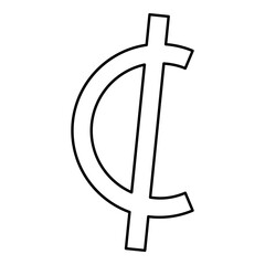 Sedi symbol sign Ghana currency money contour outline line icon black color vector illustration image thin flat style
