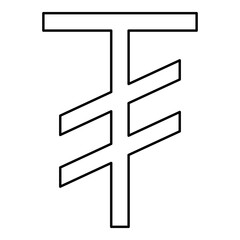 Tugrik symbol sign currency Mongolian money contour outline line icon black color vector illustration image thin flat style