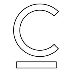 Som sign Kyrgyzstani currency symbol contour outline line icon black color vector illustration image thin flat style