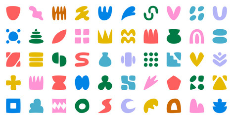 Abstract doodle Shapes Vector Set. Organic Hand-drawn fluid forms, irregular blobs, and unique natural elements in a vibrant, modern color palette for creative design and branding.