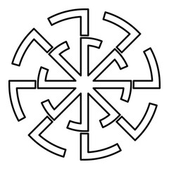 Svetch symbol sign slavic pagan contour outline line icon black color vector illustration image thin flat style